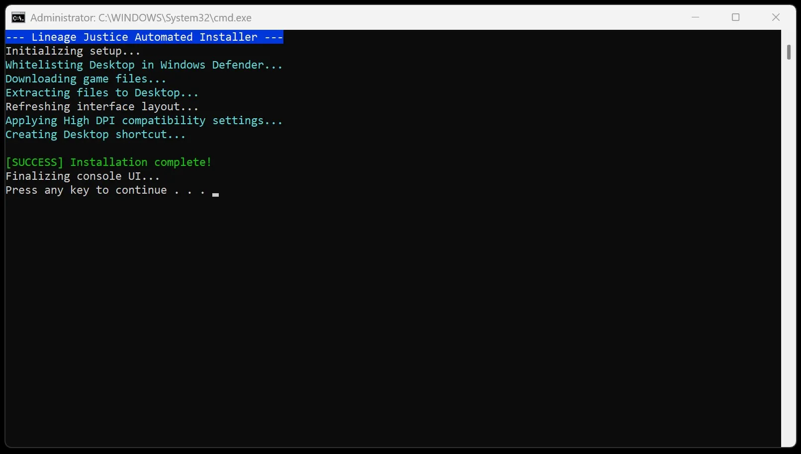 Installation Complete